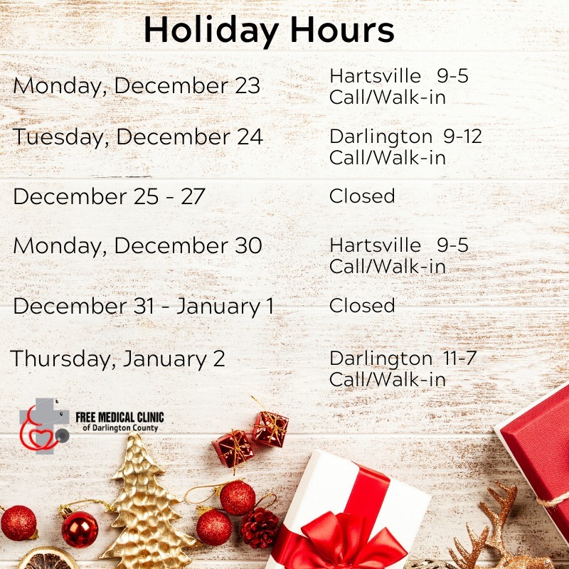 Holiday Schedule Free Medical Clinic