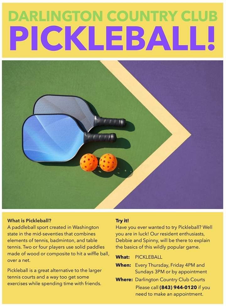 DCC Pickle Ball Thursday, Friday and Sundays