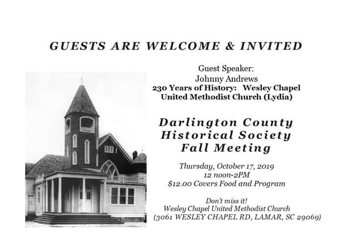 Historical Society Fall Meeting Flyer Oct. 17